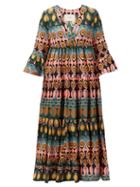 Matchesfashion.com La Doublej - Jennifer Jane Abstract-print Silk Midi Dress - Womens - Multi