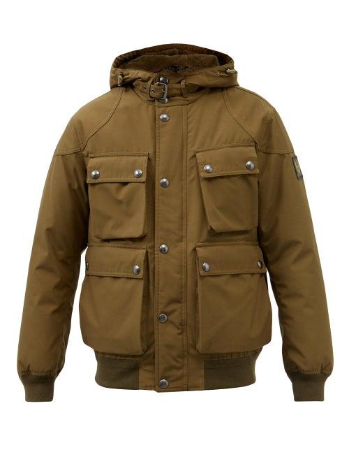 Belstaff - Hooded Patch-pocket Down Jacket - Mens - Olive Green