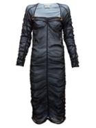 Matchesfashion.com Bottega Veneta - Square Neckline Ruched Tulle Midi Dress - Womens - Black Multi