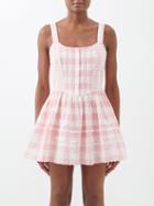 Loveshackfancy - Chennedy Checked-cotton Mini Dress - Womens - Pink White