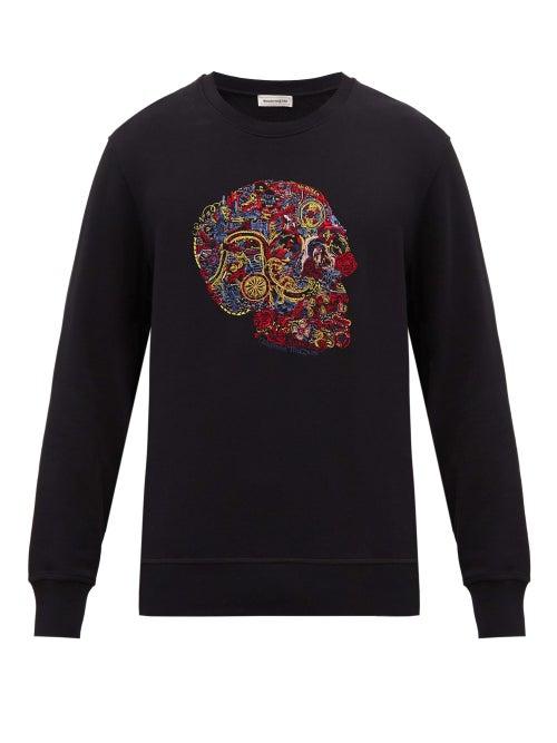 Matchesfashion.com Alexander Mcqueen - Embroidered-skull Sweatshirt - Mens - Black