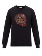 Matchesfashion.com Alexander Mcqueen - Embroidered-skull Sweatshirt - Mens - Black