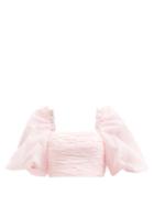 Aje - Myriad Puff-sleeve Organza Top - Womens - Light Pink