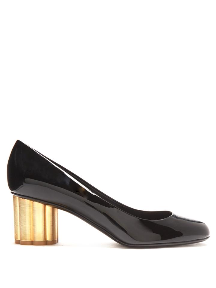Salvatore Ferragamo Lucca Flower-heel Patent-leather Pumps
