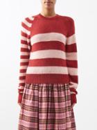 Molly Goddard - Ines Striped Lambswool Sweater - Womens - Burgundy Multi