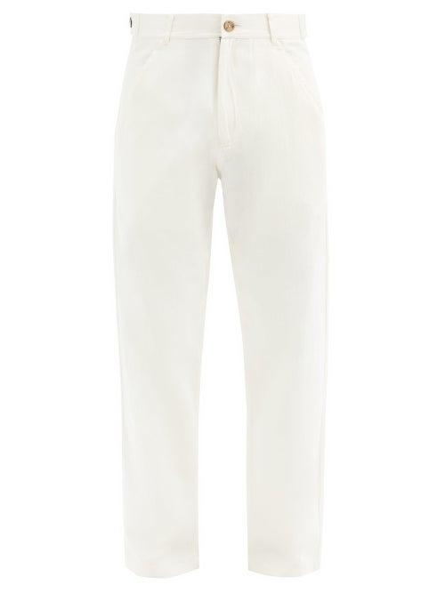 Matchesfashion.com Smr Days - Straight-leg Cotton-herringbone Trousers - Mens - Off White