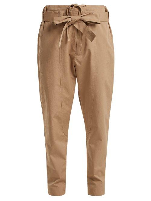 Matchesfashion.com Colville - High Rise Cotton Blend Trousers - Womens - Beige