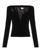Saint Laurent Sweetheart-neckline Velvet Top