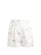 Matchesfashion.com Racil - Max Floral Cotton Blend Twill Shorts - Womens - White Multi