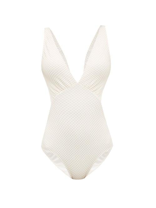 Matchesfashion.com Melissa Odabash - Del Mar Cut Out Metallic Jacquard Swimsuit - Womens - White Multi