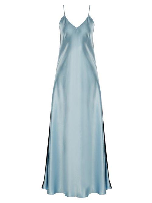 Matchesfashion.com Racil - Geiko V Neck Silk Satin Slip Dress - Womens - Blue Multi