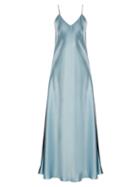 Matchesfashion.com Racil - Geiko V Neck Silk Satin Slip Dress - Womens - Blue Multi