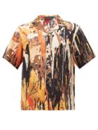 Amiri - Paint-splatter Silk-twill Shirt - Mens - Brown