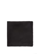 Matchesfashion.com Givenchy - Embroidered Logo Silk Faille Pocket Square - Mens - Black