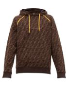 Matchesfashion.com Fendi - Ff Print Cotton Hooded Sweatshirt - Mens - Brown