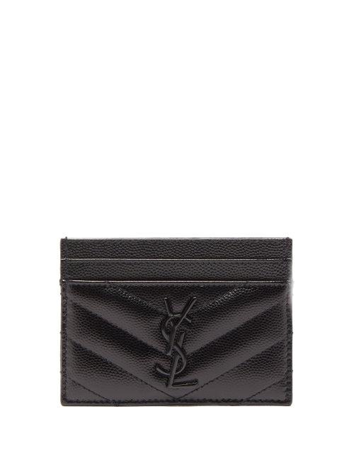 Matchesfashion.com Saint Laurent - Monogram Chevron Quilted Leather Cardholder - Womens - Black
