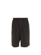 Matchesfashion.com Balenciaga - Bb Print Cotton Shorts - Mens - Black White