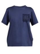 Matchesfashion.com Moncler - Lace Pocket Mercerised Cotton T Shirt - Womens - Navy