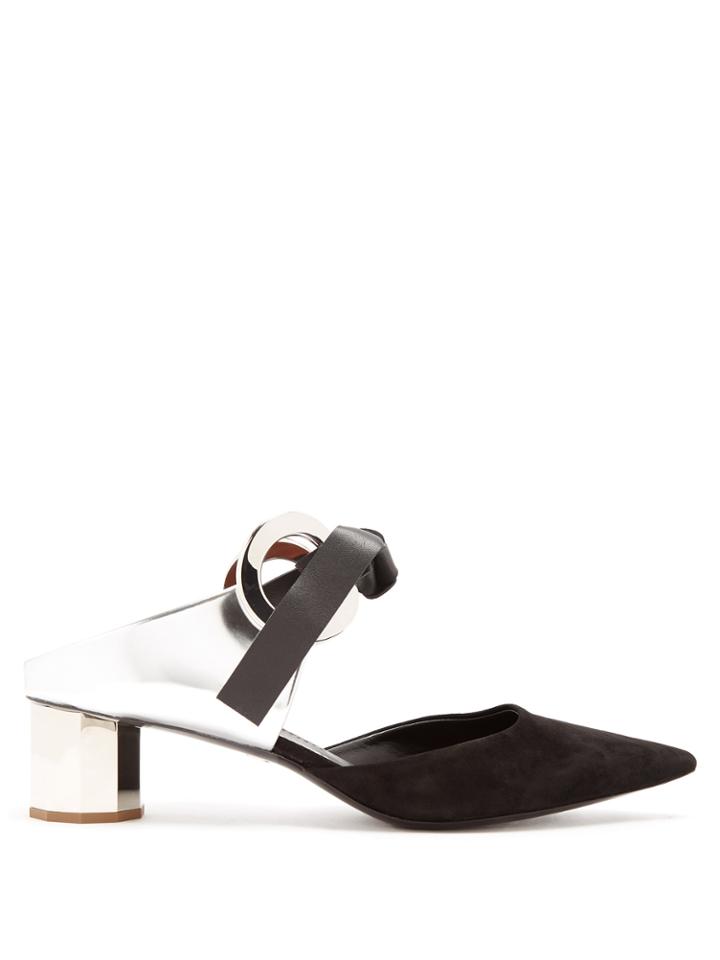 Proenza Schouler Front-tie Blocked-heel Suede Mules