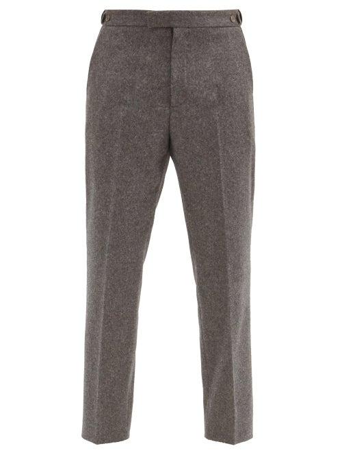 Matchesfashion.com Gucci - Mushroom-embroidered Wool Trousers - Mens - Grey