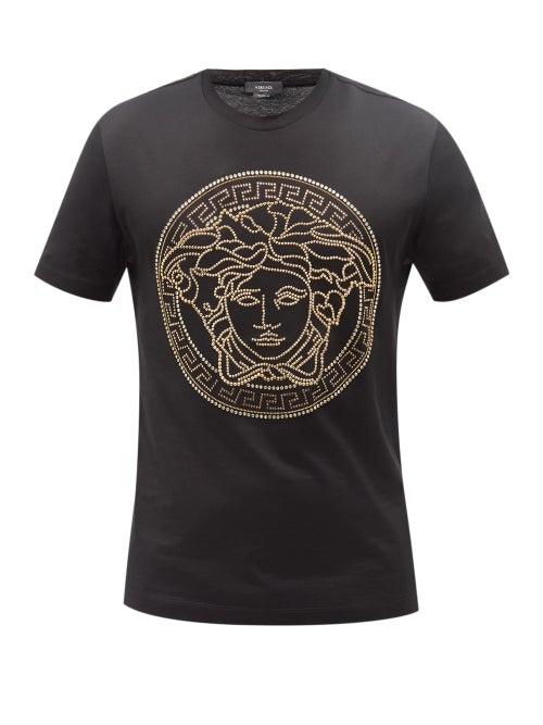 Mens Rtw Versace - Medusa-stud Cotton-jersey T-shirt - Mens - Black
