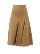 Matchesfashion.com Joseph - Barton Flared-panel Cotton-blend Skirt - Womens - Khaki