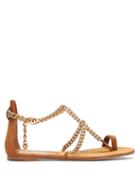Matchesfashion.com Gianvito Rossi - Chain Suede Flat Sandals - Womens - Tan