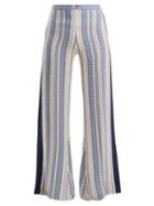Matchesfashion.com Zeus + Dione - Alcyone Geometric Jacquard Silk Blend Trousers - Womens - White Multi