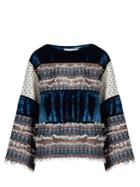 See By Chloé Tweed And Velvet-panelled Top