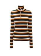 Ladies Rtw Jw Anderson - Striped Zip-neck Sweater - Womens - Brown Stripe