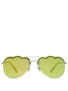 Matchesfashion.com Miu Miu - Cloud Shaped Rimless Aviator Metal Sunglasses - Womens - Yellow