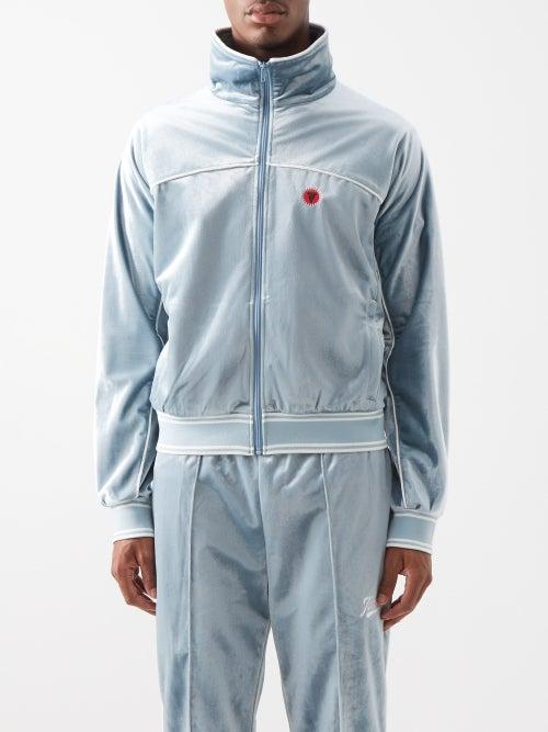 Icecream - Logo-embroidered Velour Track Jacket - Mens - Light Blue