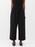 Eskandar - Japanese Basketweave Cotton Cropped Trousers - Womens - Black