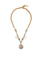Matchesfashion.com Dolce & Gabbana - Logo And Star Crystal Embellished Necklace - Womens - Gold