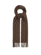 Ladies Accessories Lescarf - Logo-jacquard Wool Scarf - Womens - Brown Multi