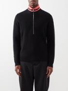 Moncler - Striped-collar Ribbed-wool Sweater - Mens - Black