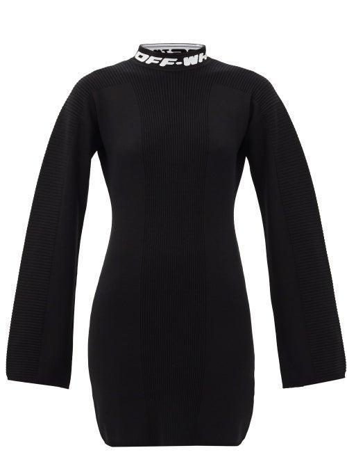 Matchesfashion.com Off-white - Logo-jacquard Open-back Knitted Mini Dress - Womens - Black