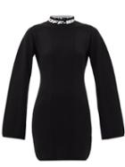 Matchesfashion.com Off-white - Logo-jacquard Open-back Knitted Mini Dress - Womens - Black