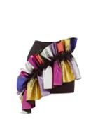 Matchesfashion.com Germanier - Glittered Ruffle Satin Mini Skirt - Womens - Black Multi