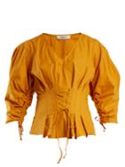 Sea Windbreaker Corset-waist Cotton-blend Top