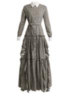 Matchesfashion.com Sara Battaglia - Gingham Cotton Dress - Womens - Black White