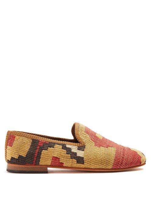 Matchesfashion.com Artemis Design Shoes - Geometric Patterned Woven Kilim Loafers - Mens - Multi