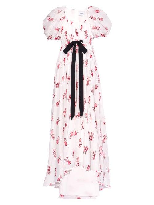 Matchesfashion.com Erdem - Clarimond Floral-embroidered Voile Gown - Womens - White Multi