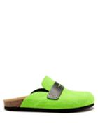 Jw Anderson - Leather And Felted-wool Backless Loafers - Womens - Green