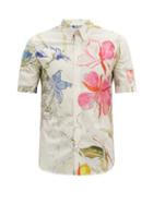 Matchesfashion.com Alexander Mcqueen - Deconstructed Floral-print Cotton Shirt - Mens - White Multi