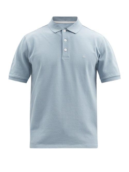 Matchesfashion.com Rag & Bone - Logo-embroidered Cotton-blend Polo Shirt - Mens - Light Blue