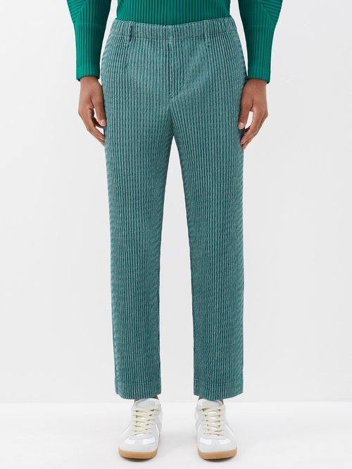 Homme Pliss Issey Miyake - Zipper Chain Technical-pleated Trousers - Mens - Light Green