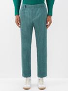 Homme Pliss Issey Miyake - Zipper Chain Technical-pleated Trousers - Mens - Light Green