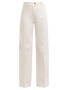 Matchesfashion.com Acne Studios - Tiffan Wide Leg Cotton Blend Trousers - Womens - Off White