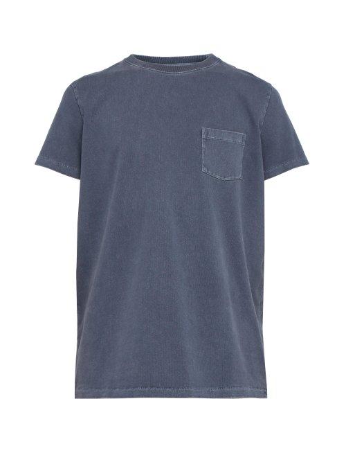 Matchesfashion.com Schnayderman's - Garment Dyed Cotton Jersey T Shirt - Mens - Blue